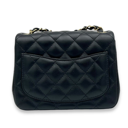 Square Bag Shoulder Bag Black in Lambskin, Gold hardware