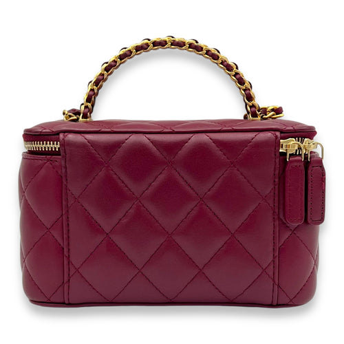 Quilted Vanity Bag Red in Lambskin, Gold hardware