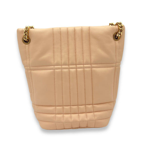 Lola Beige Bucket Bag in Lambskin, Gold hardware