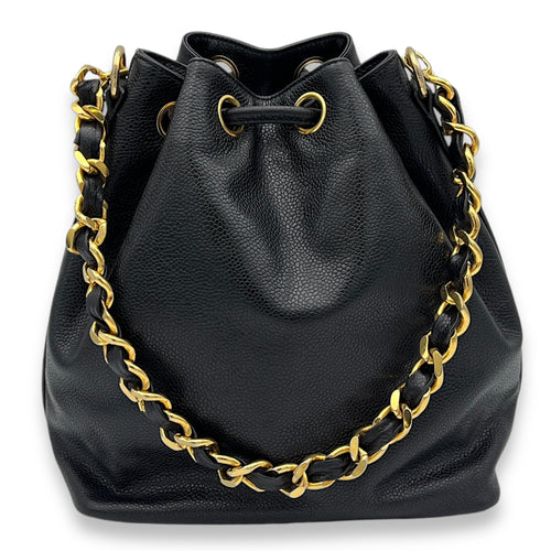 Timeless CC Black Bucket Bag in Caviar Leather, Gold hardware