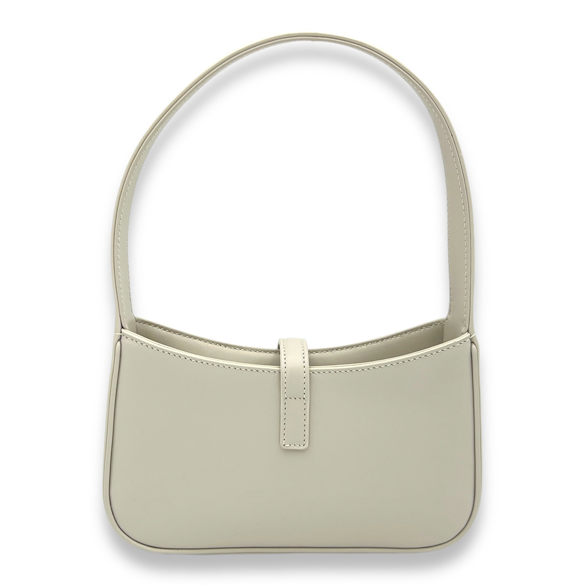 Le 5 A 7 Mini White Shoulder Bag in Calfskin, Gold hardware