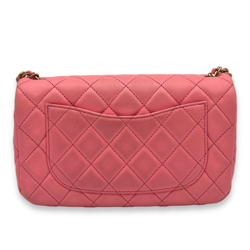 Quilted Pearl Crush Shoulder Bag Pink in Calfskin, Gold hardware