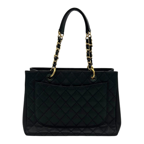 GST Tote Bag Black in Caviar Leather, Gold hardware