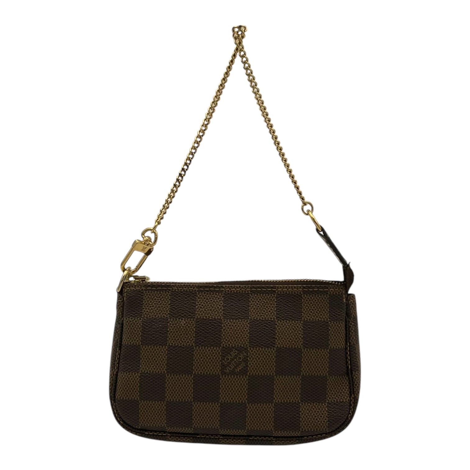 Pochette Clutch Mini Brown in Monogram Coated Canvas, Gold hardware