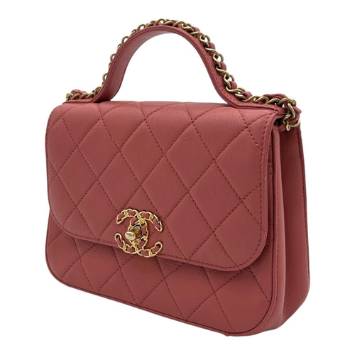 Infinity Pink Top Handle Bag in Goat Leather, Gold hardware