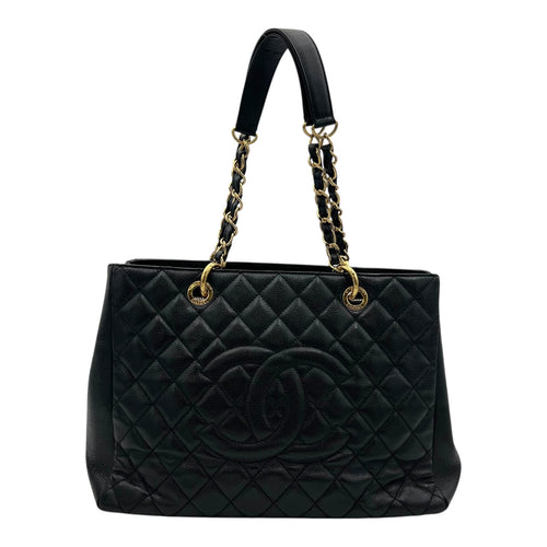 GST Tote Bag Black in Caviar Leather, Gold hardware