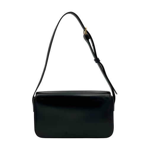 Triomphe Claude Shoulder Bag Black in Calfskin, Gold hardware