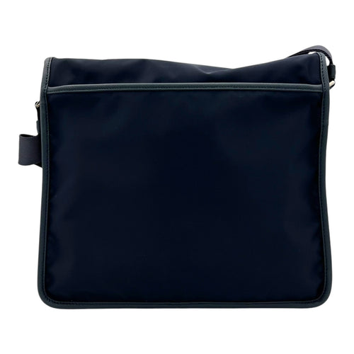 Logo Navy Messenger in Nylon, Silver hardware