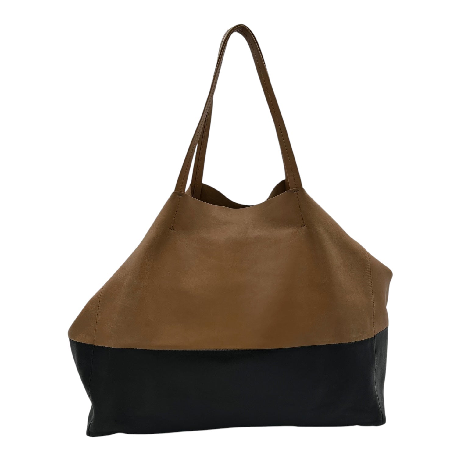 Cabas Tote Bag Beige in Calfskin, Silver hardware