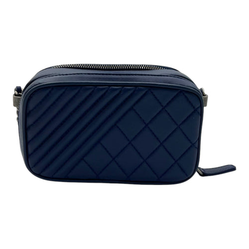 Coco Boy Camera Shoulder Bag Blue in Calfskin, Ruthenium hardware