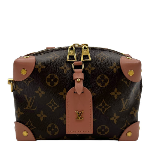 Petite Malle Souple Crossbody Bag Brown in Monogram Coated Canvas, Gold hardware