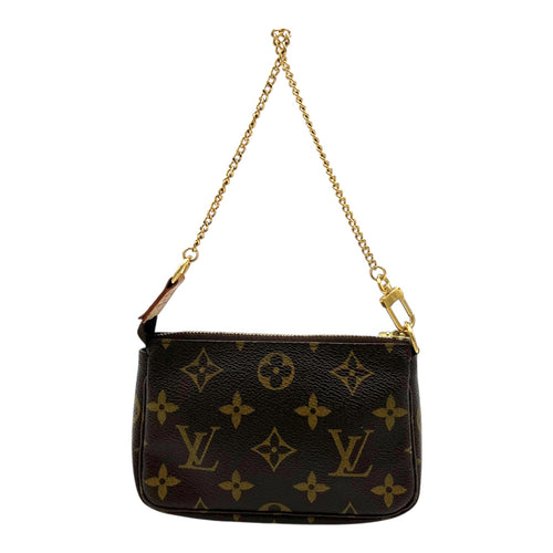 Pochette Accessoires Shoulder Bag Mini Brown in Monogram Coated Canvas, Gold hardware