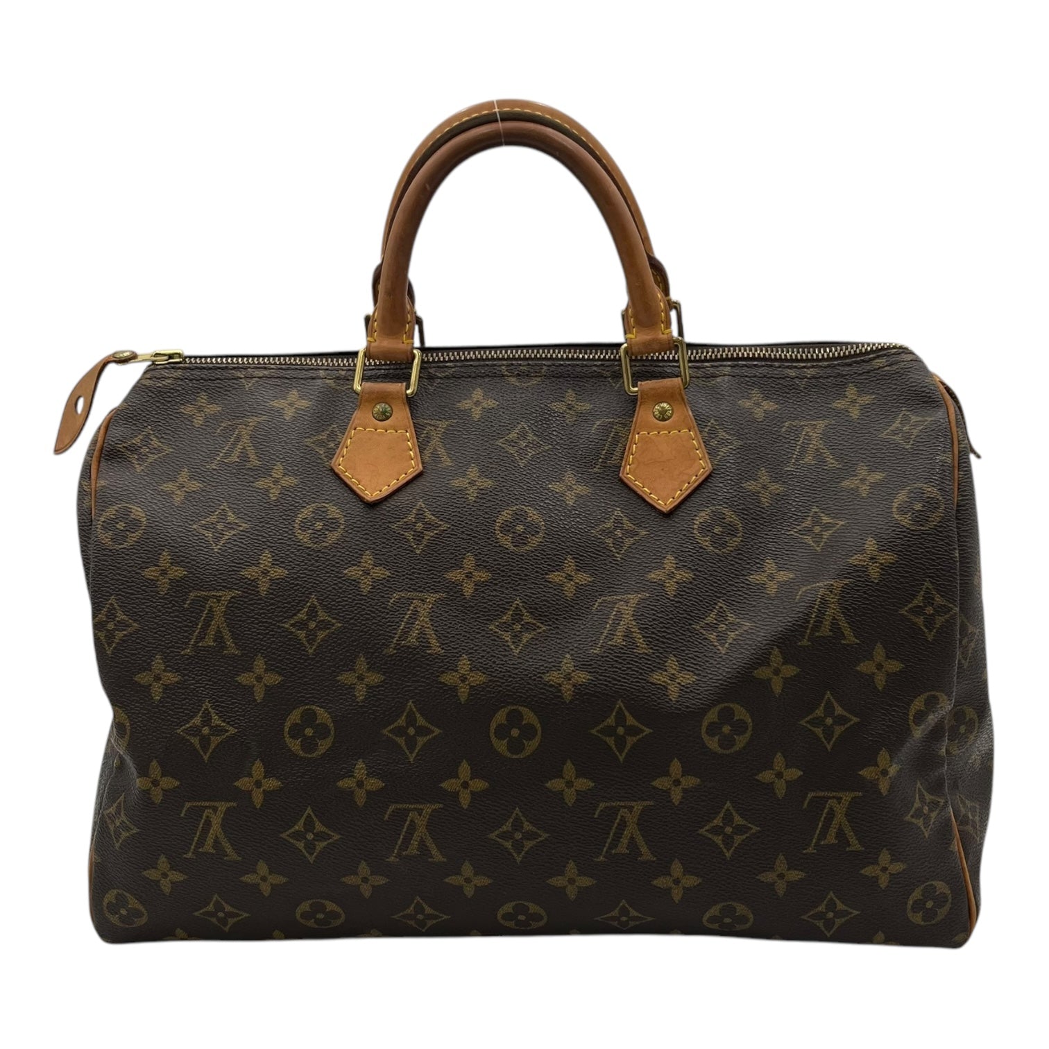 Speedy Top Handle Bag 35 Brown in Monogram Coated Canvas, Gold hardware