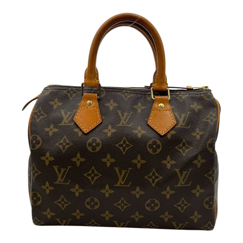 Speedy Top Handle Bag 25 Brown in Monogram Coated Canvas, Gold hardware