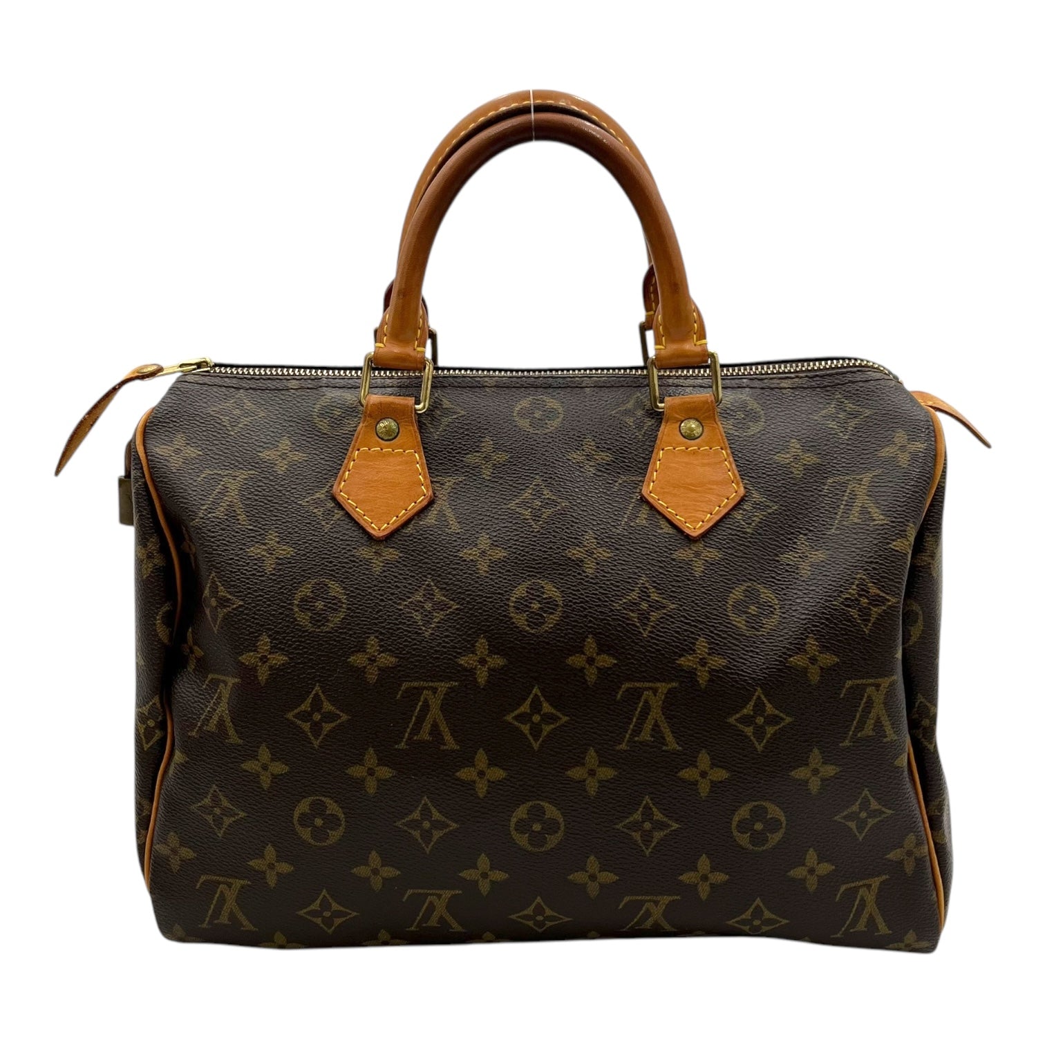 Speedy Top Handle Bag 30 Brown in Monogram Coated Canvas, Gold hardware