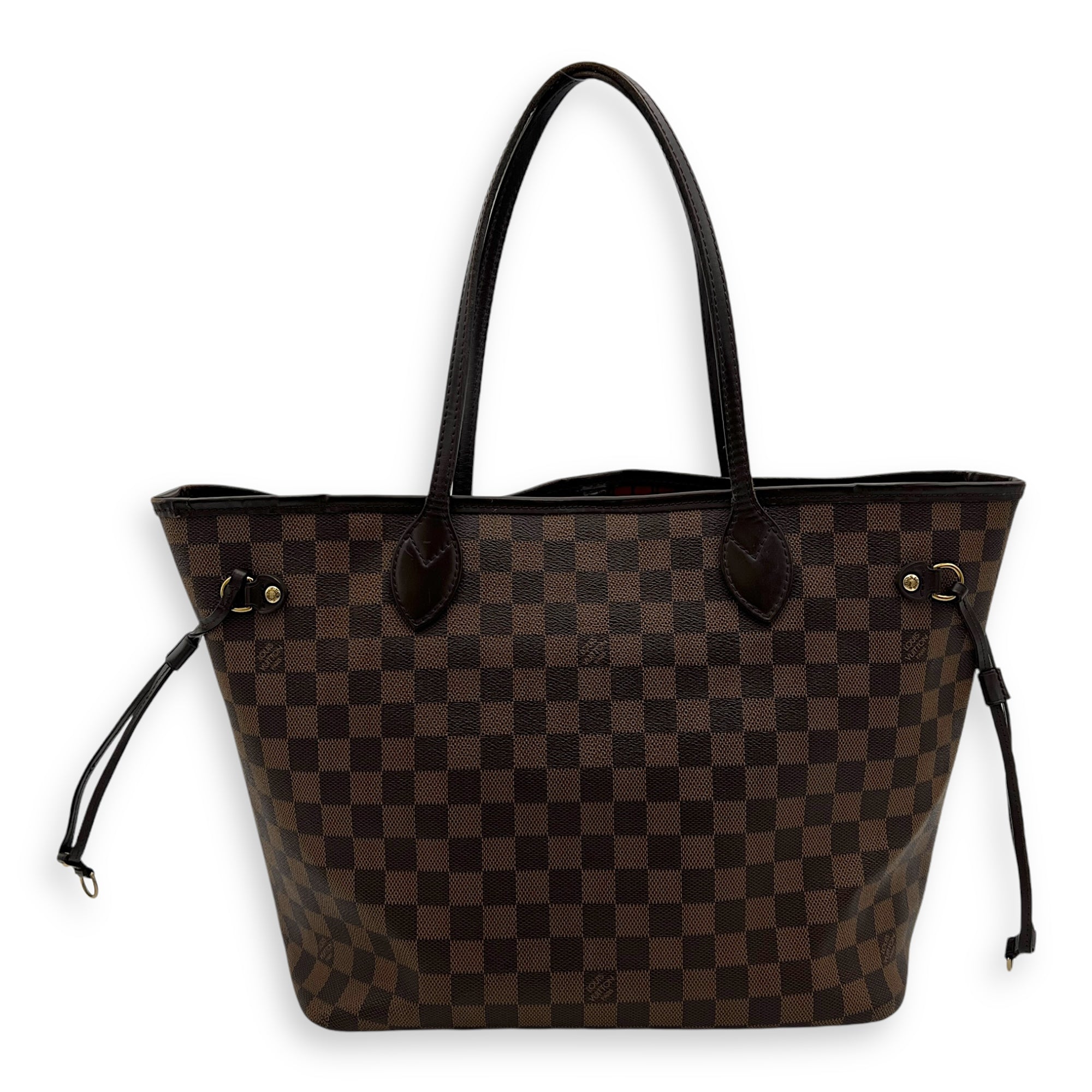 Neverfull MM Brown Tote Bag in Coated Canvas, Gold hardware