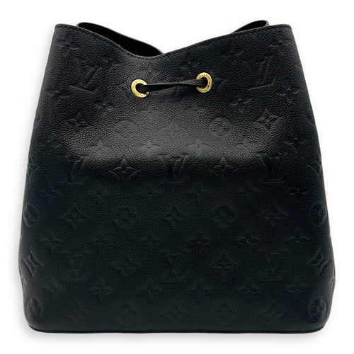 NeoNoe MM Black Shoulder Bag in Empreinte Leather, Gold hardware