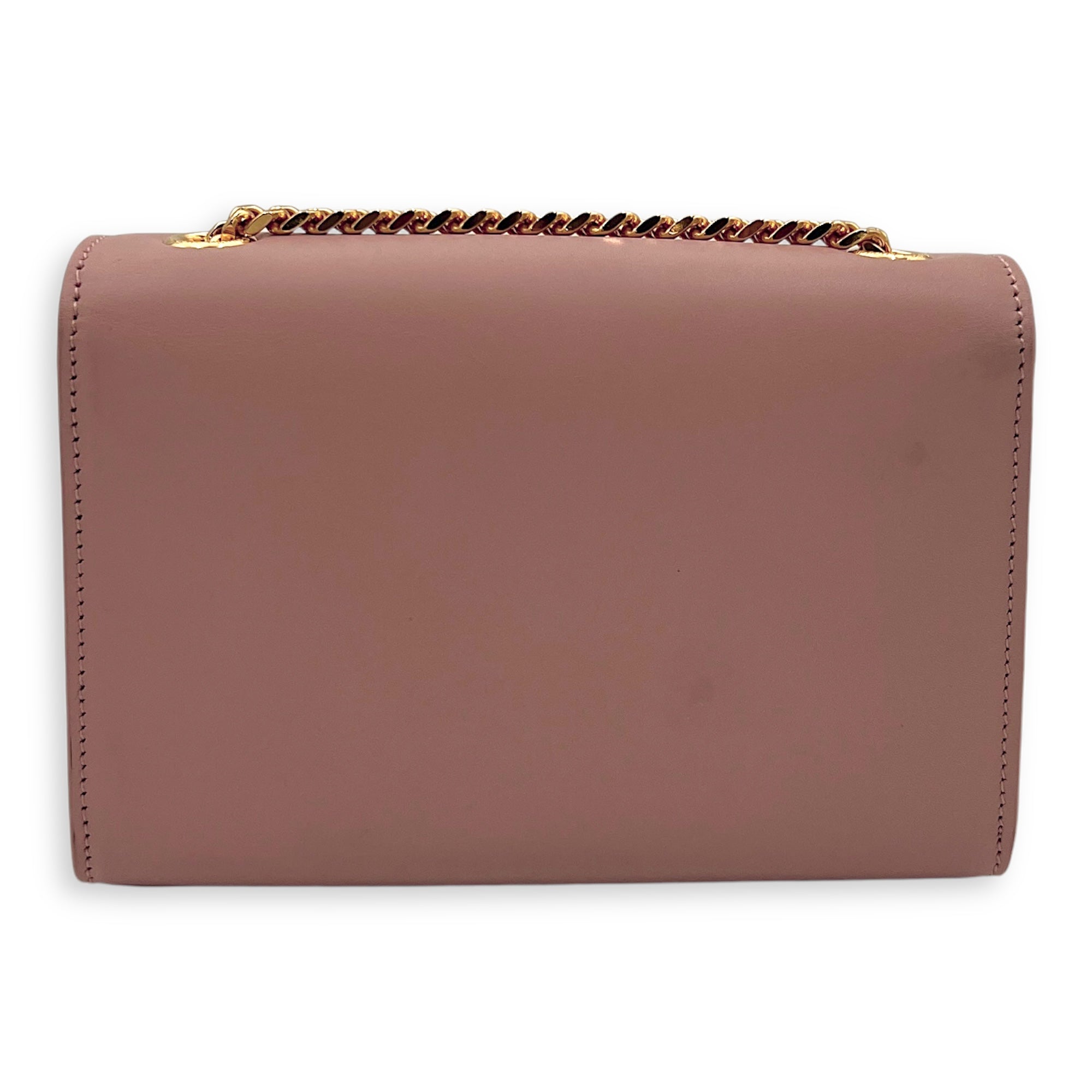 Kate Wallet On Chain Pink in Calfskin, Gold hardware