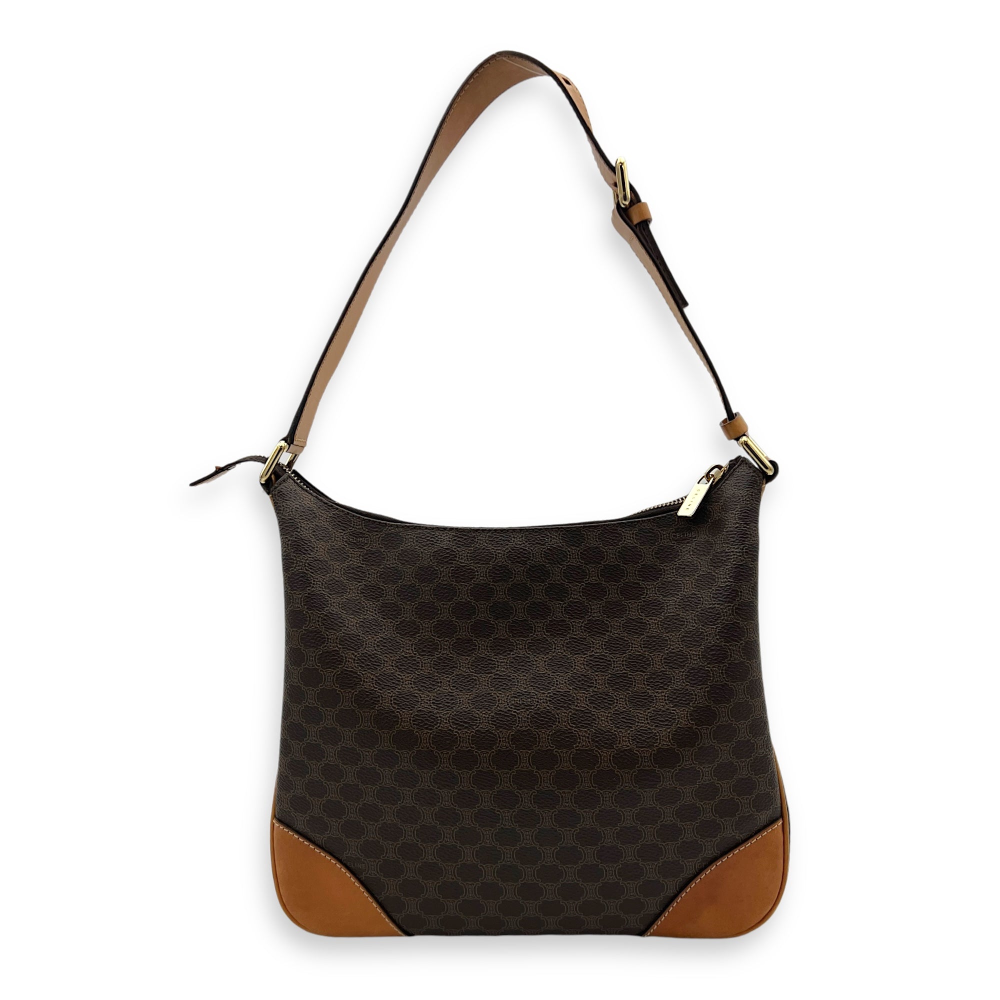 Macadam Shoulder Bag Brown in Coated Canvas, Gold hardware