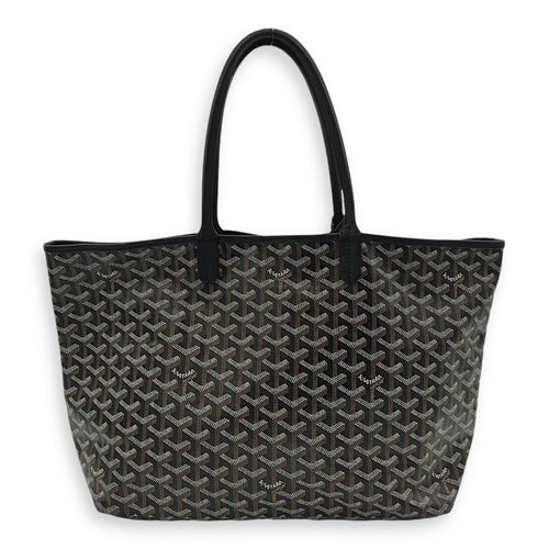 Saint Louis Tote Bag PM Black in Coated Canvas, Silver hardware