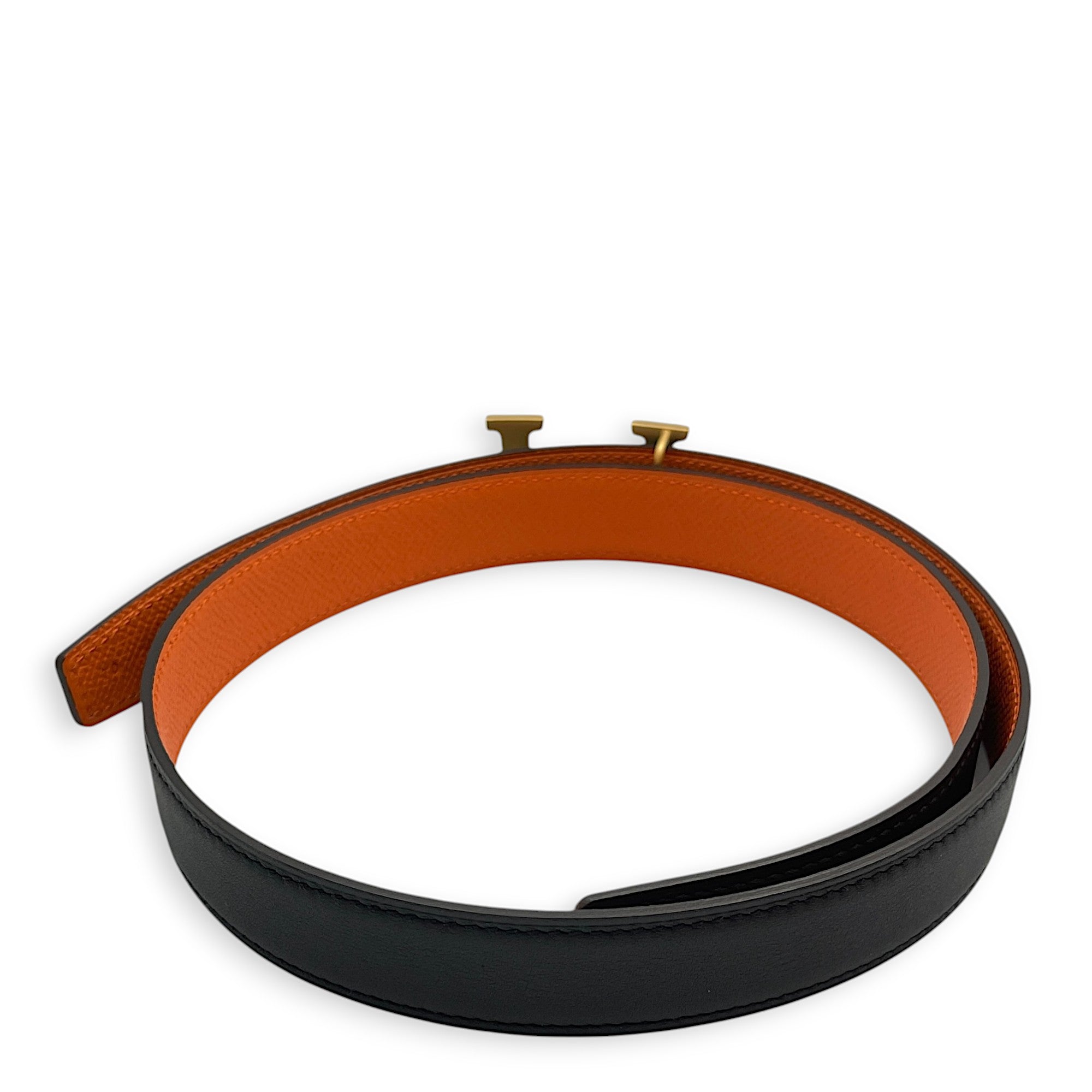 Mini H 70 Black/Orange Belt in Epsom/Swift, Gold hardware