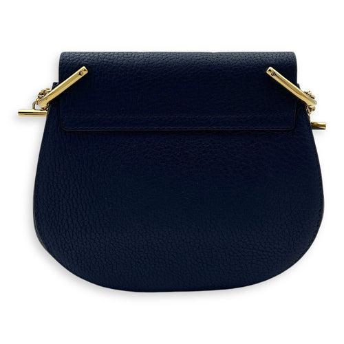 Drew Shoulder Bag Blue in Calfskin, Gold hardware