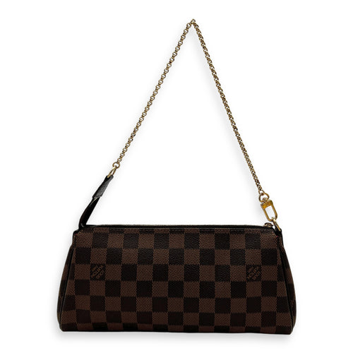 Eva Crossbody Bag Damier Ebene in Coated Canvas, Gold hardware