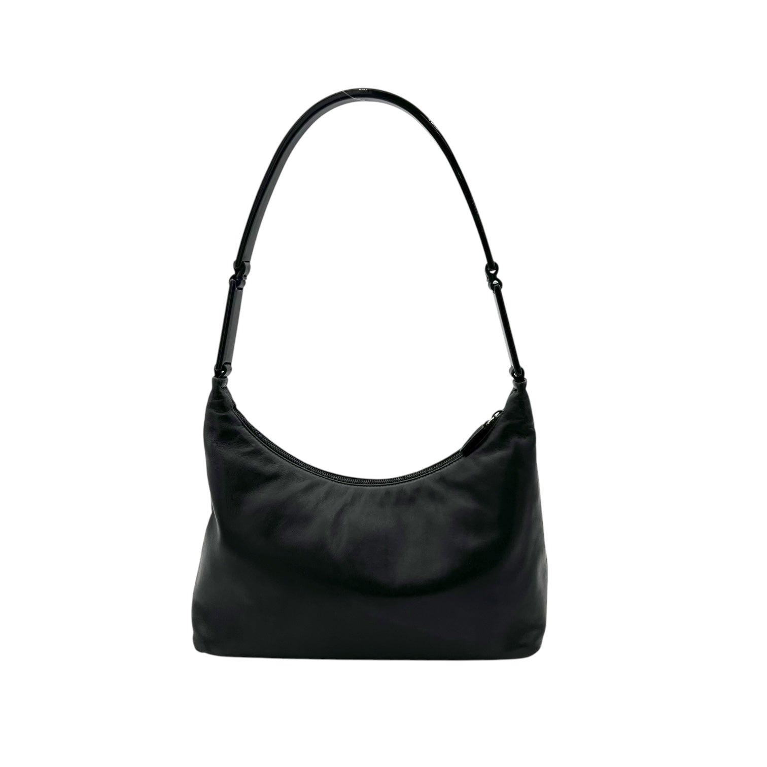 Logo Shoulder Bag Black in Calfskin, Silver hardware