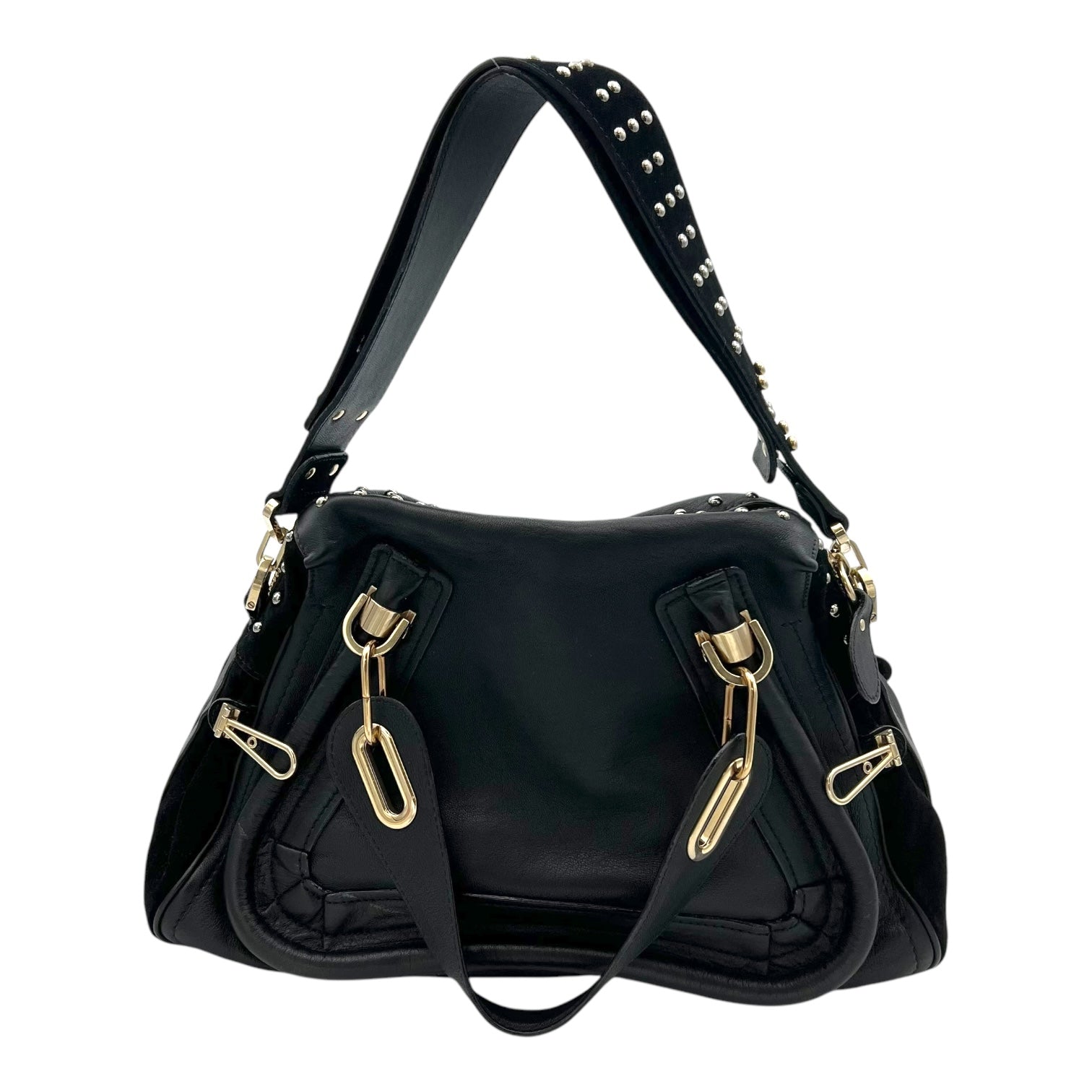 Paraty Shoulder Bag Black in Calfskin, Gold hardware