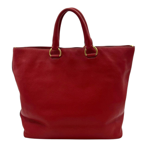 Logo Top Handle Bag Red in Calfskin, Gold hardware