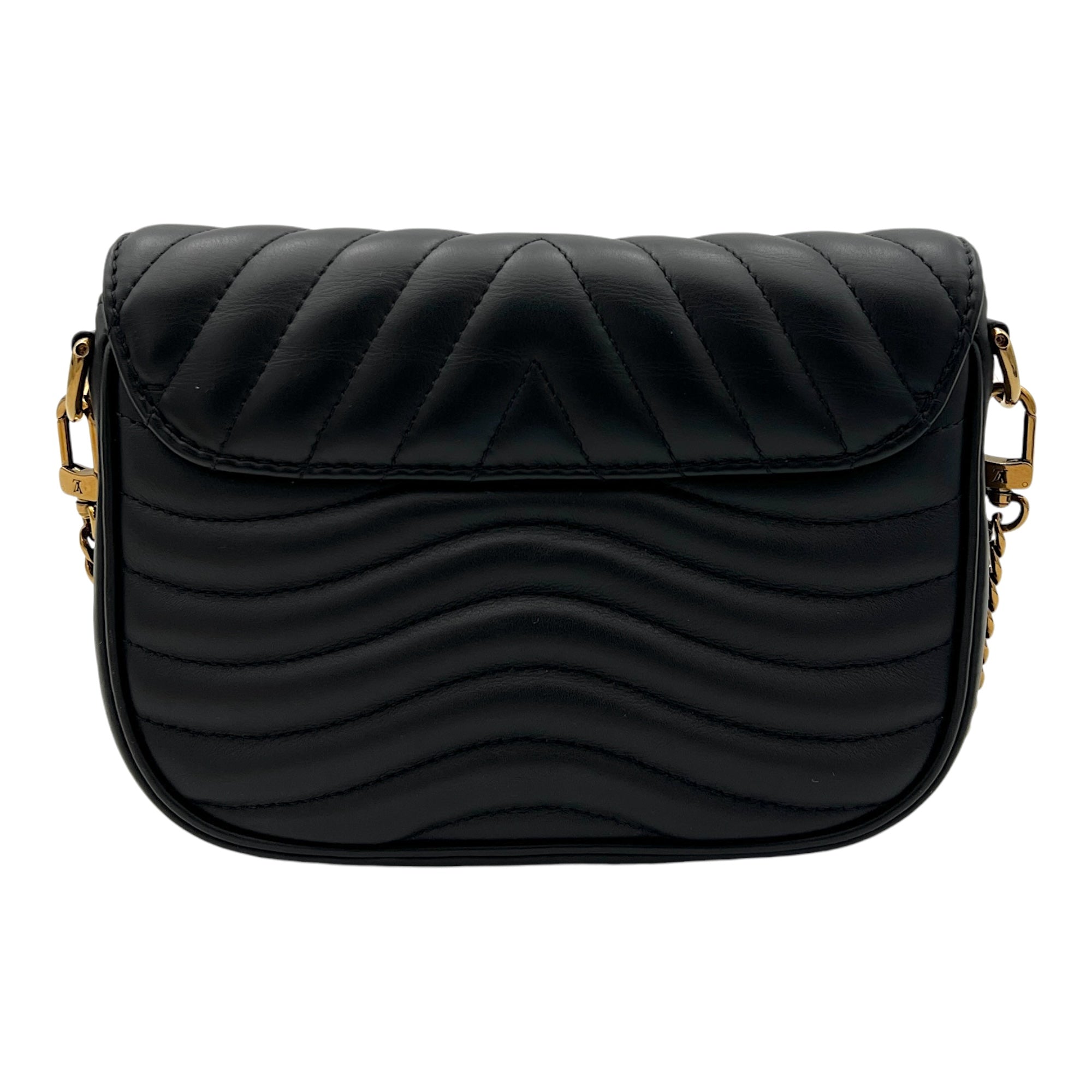 New Wave Multi Pochette Shoulder Bag Black in Calfskin, Gold hardware