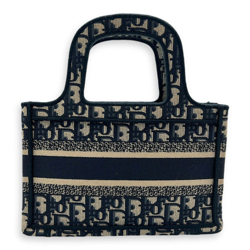 Book Tote Mini Blue Top Handle Bag in Jacquard