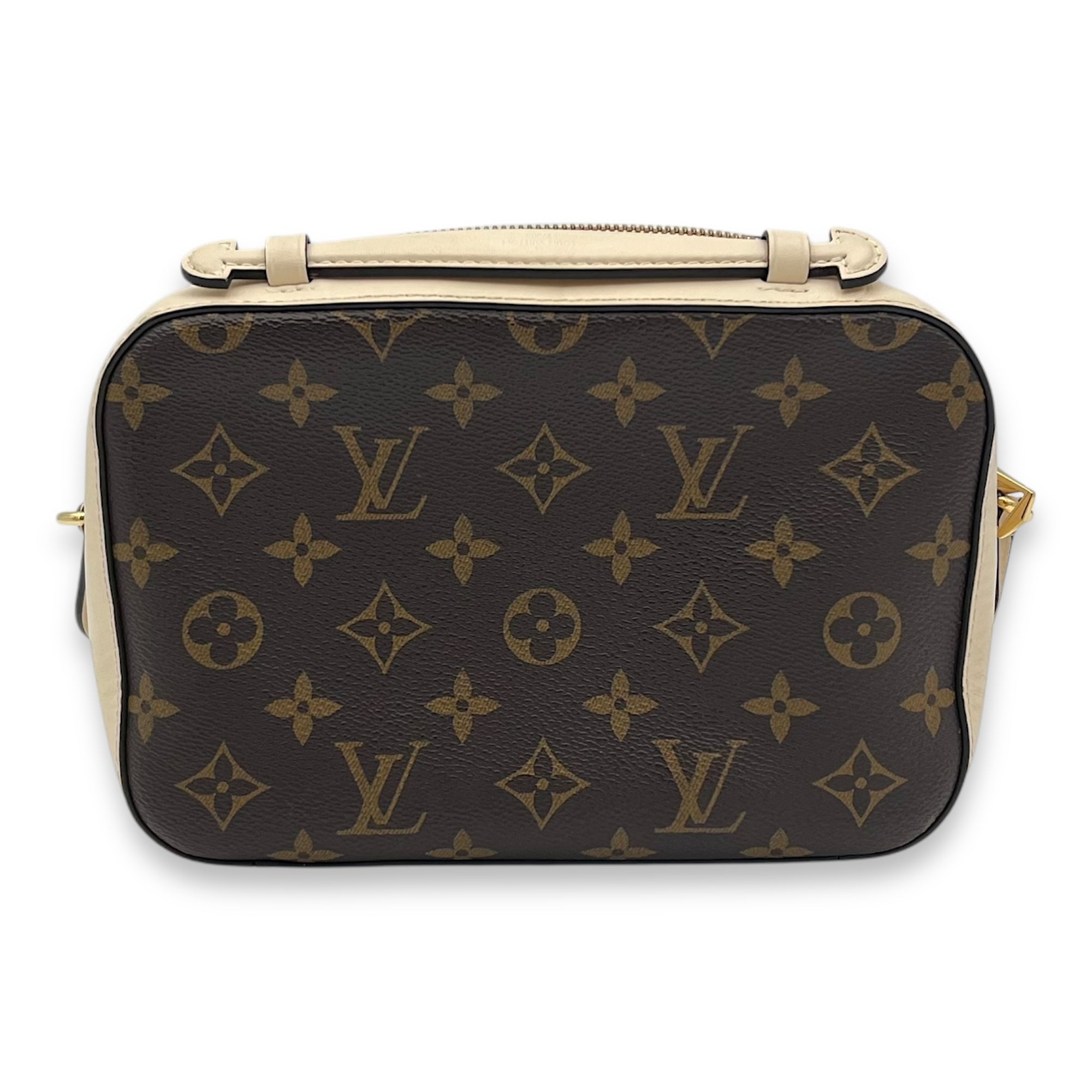 Saintonge Crossbody Bag Brown in Monogram Coated Canvas, Gold hardware