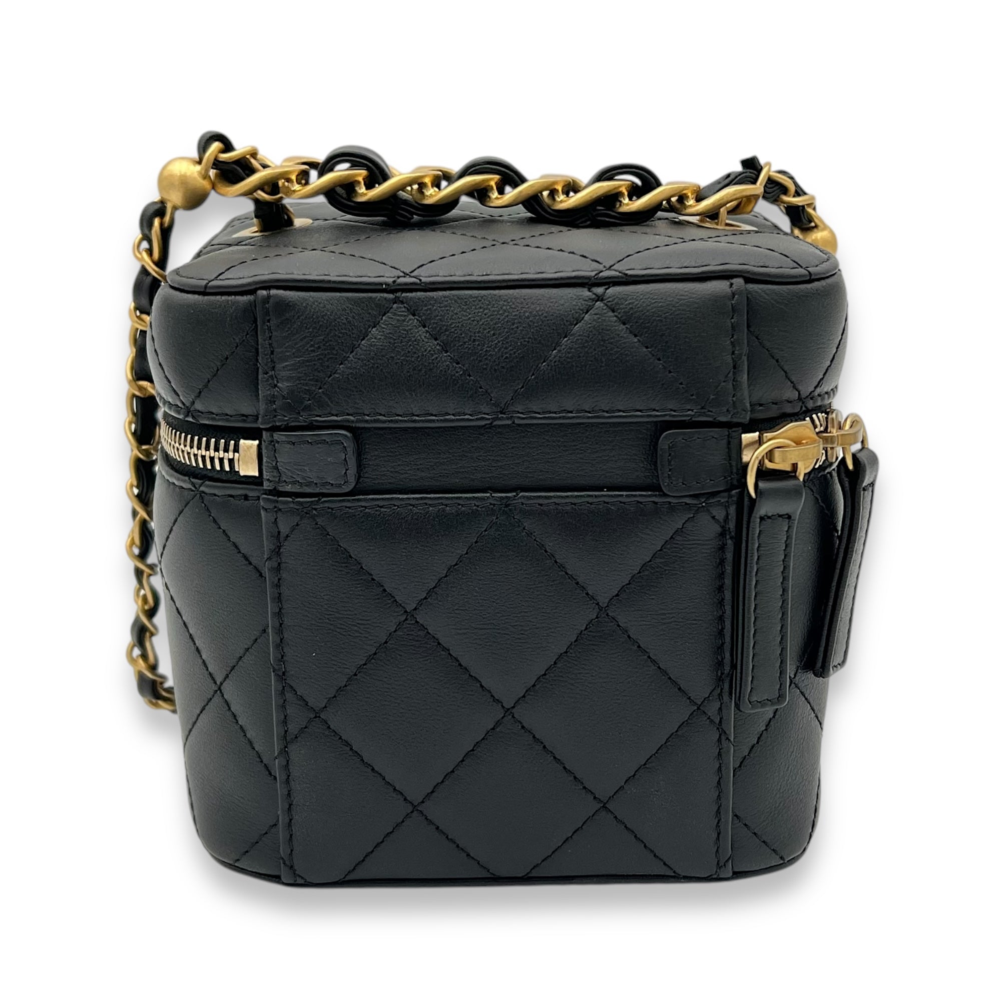 CC Vanity Bag Black in Lambskin, Gold hardware