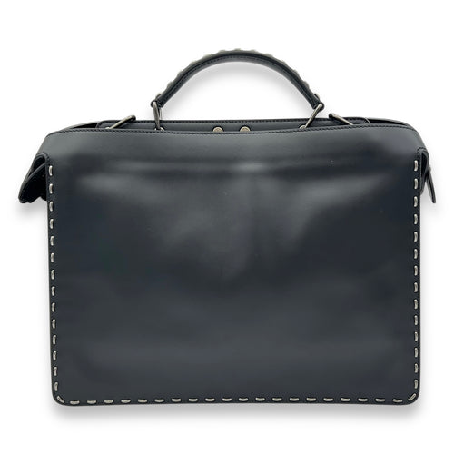 Peekaboo Top Handle Bag Black in Calfskin, Silver hardware