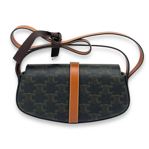 Tabou Clutch on Strap Crossbody Bag Brown in Coated Canvas, Gold hardware