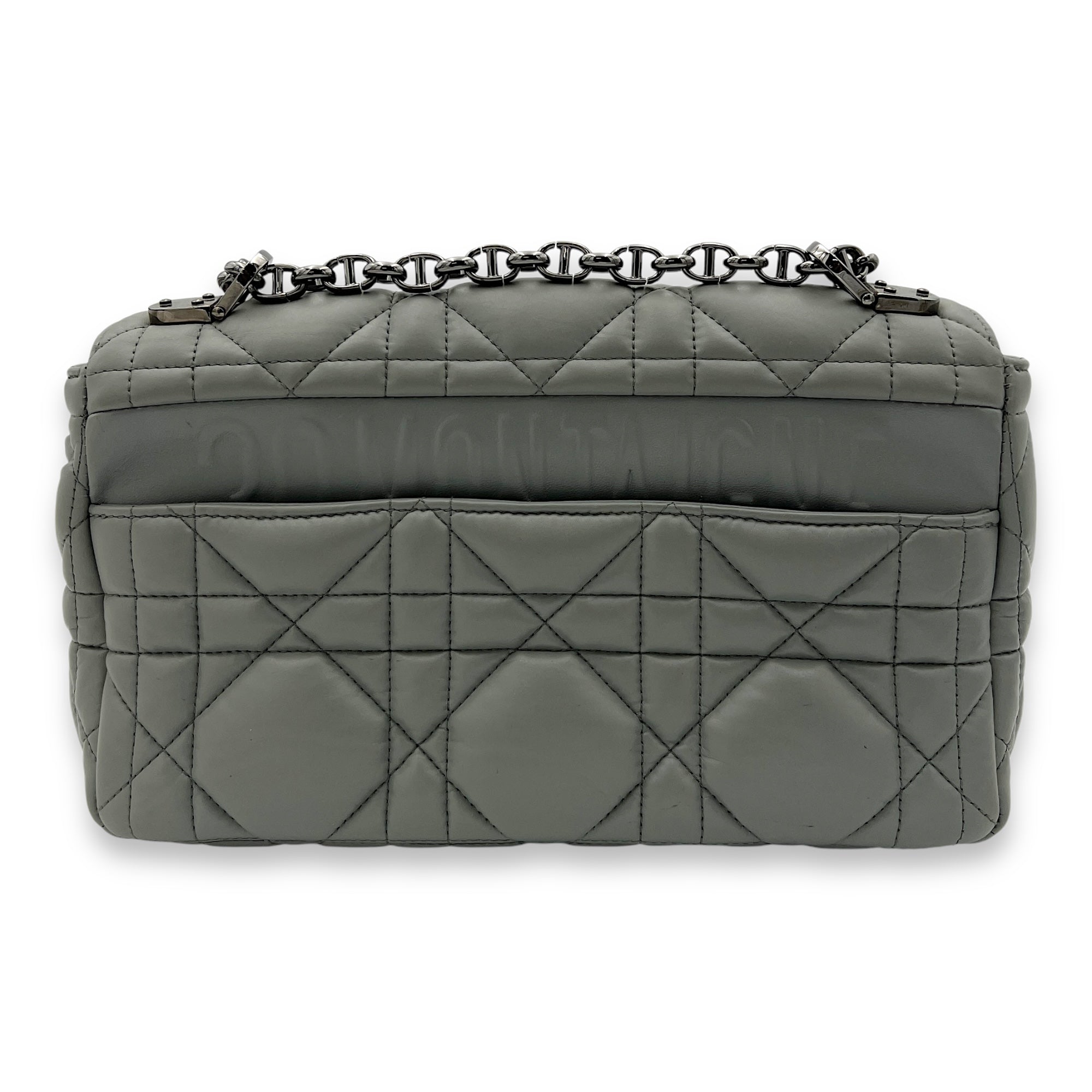 Caro Medium Grey Shoulder Bag in Lambskin, Silver hardware