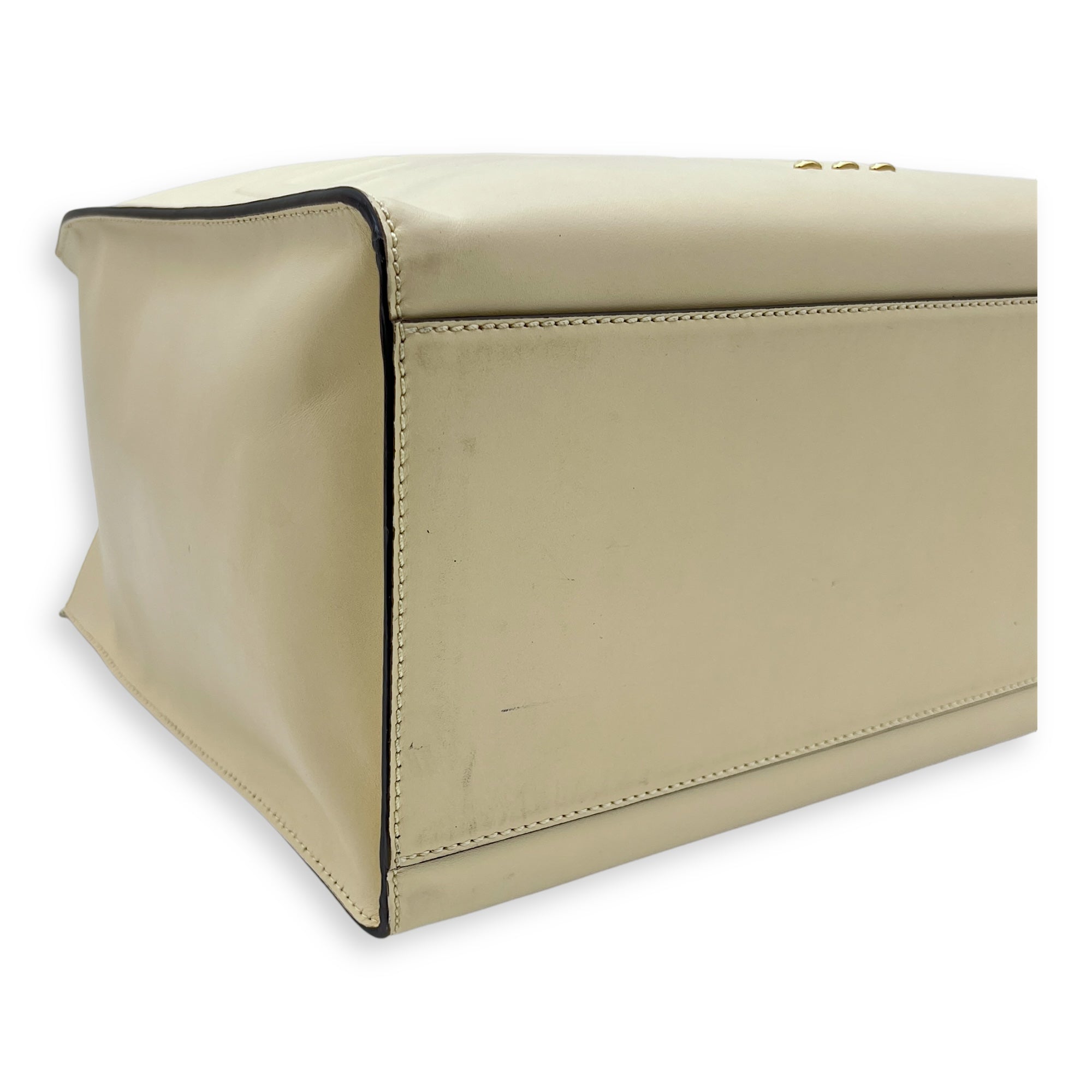 Sunshine Top Handle Bag Beige in Calfskin, Gold hardware