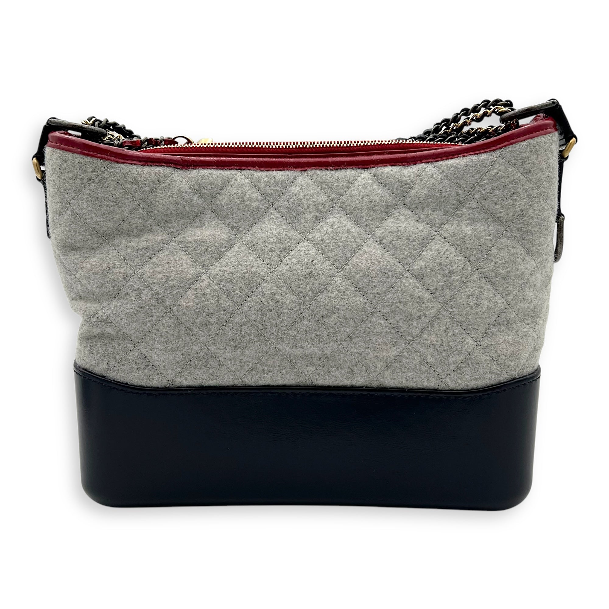 Gabrielle Shoulder Bag Large White in Wool, Mixed hardware