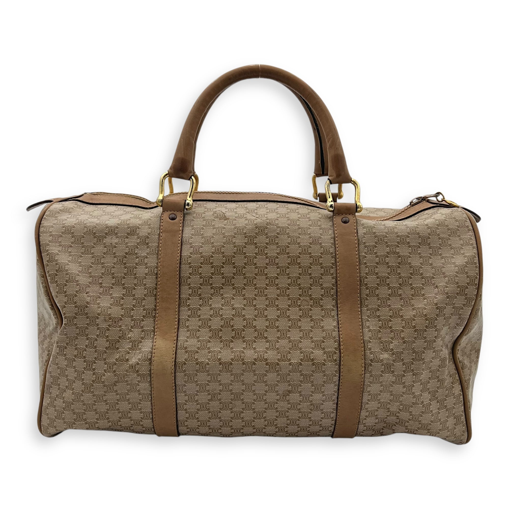 Boston Duffle Bag Brown in Coated Canvas, Gold hardware