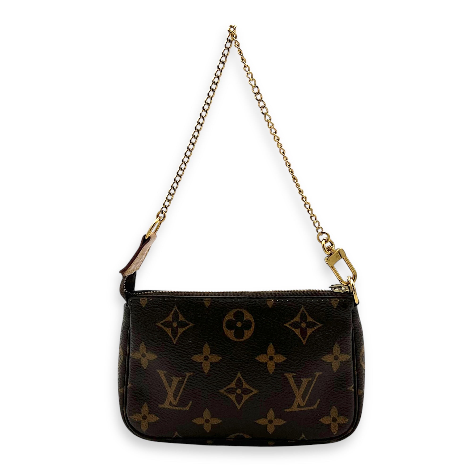 Pochette Pouch Mini Brown in Monogram Coated Canvas, Gold hardware