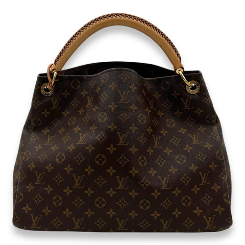 Artsy Top Handle Bag Brown in Monogram Coated Canvas, Gold hardware