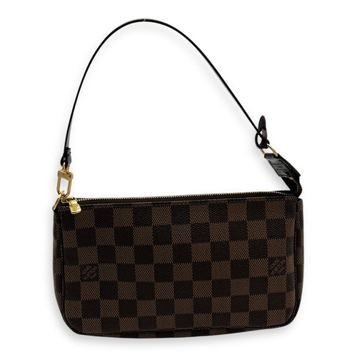 Pochette Shoulder Bag Brown in Coated Canvas, Gold hardware