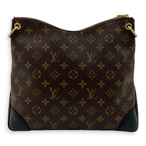 Odeon Shoulder Bag Brown in Monogram Coated Canvas, Gold hardware