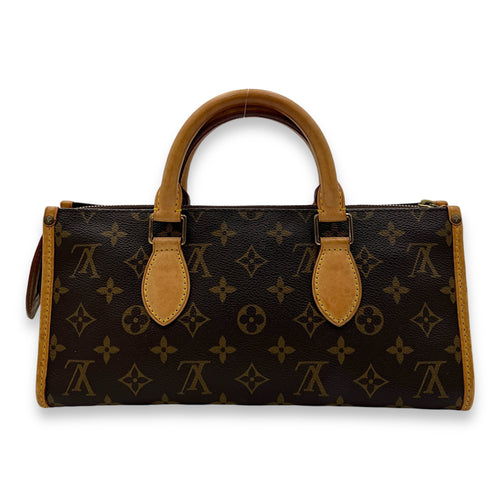 Popincourt Top Handle Bag Brown in Monogram Coated Canvas, Gold hardware