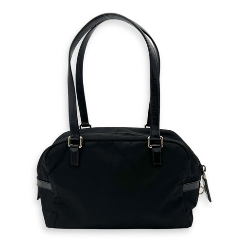 Logo Shoulder Bag Black in Nylon, Silver hardware