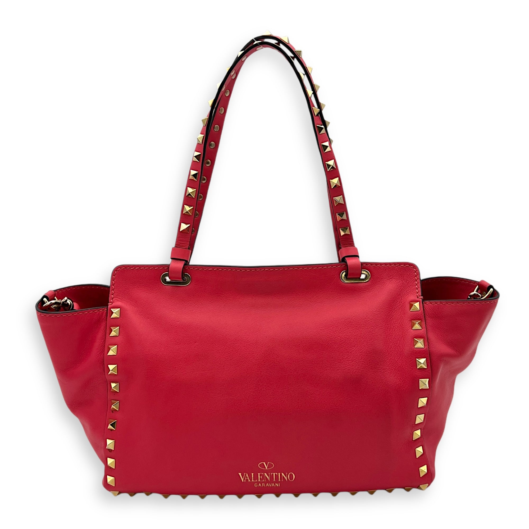 Rockstud Top handle bag in Calfskin, Gold Hardware