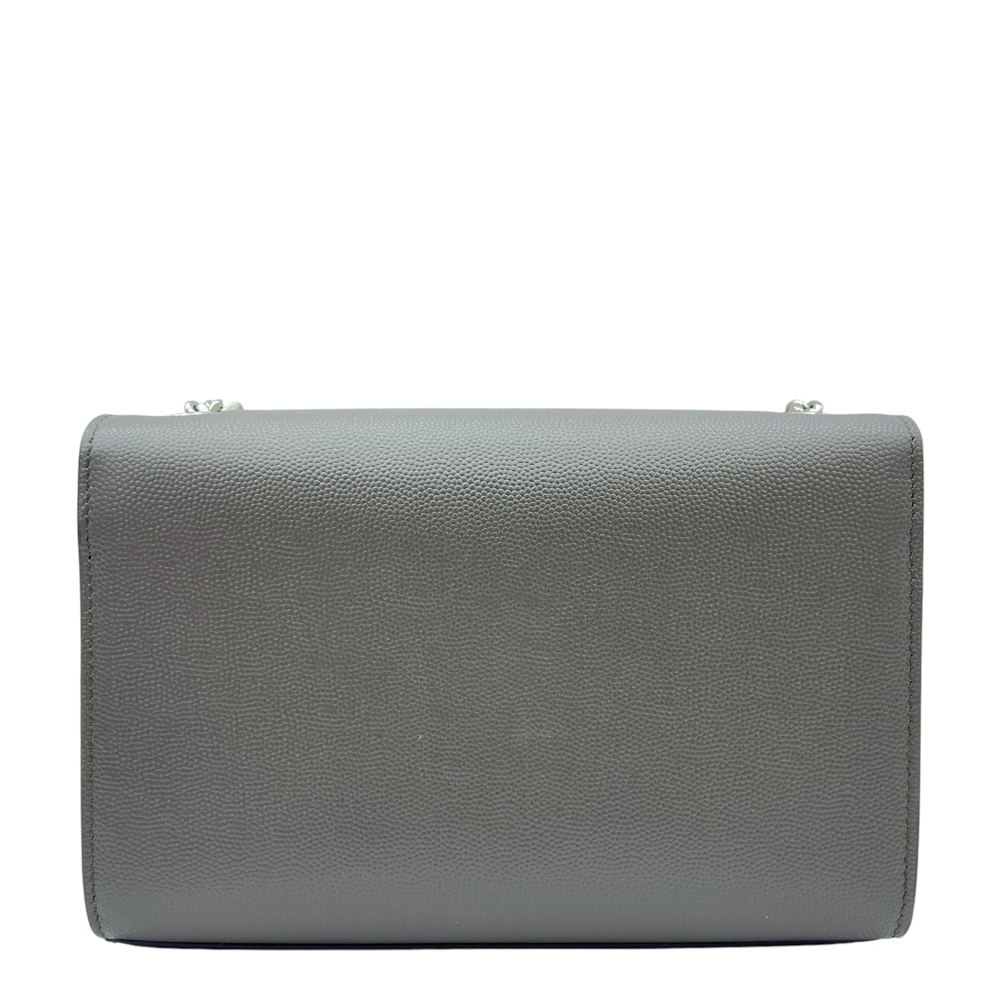 Saint Laurent Kate Small Grey Crossbody Bag in Caviar Leather, Silver hardware_2