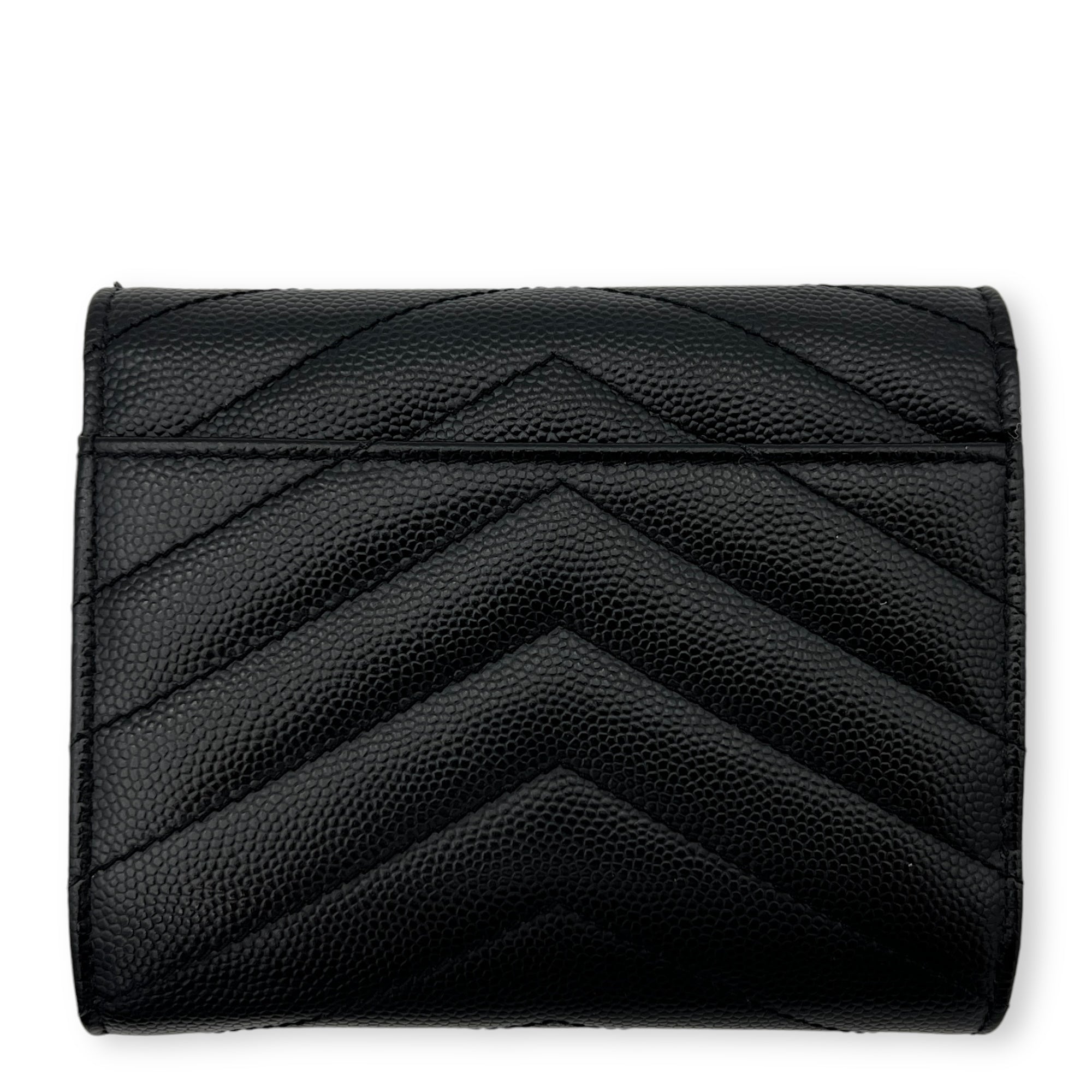 Saint Laurent Cassandre Wallet Black in Caviar Leather, Gold hardware_2