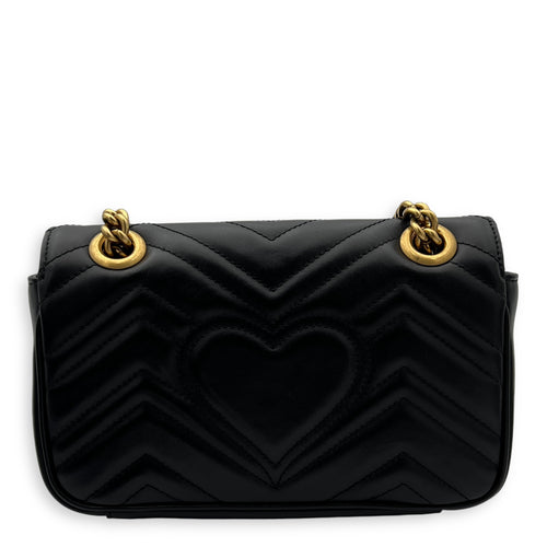 Gucci GG Marmont Shoulder Bag Mini Black in Calfskin, Gold hardware_2